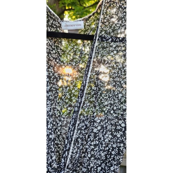 Ladies Robe S Peignoir See Thru Jones New York Floral Print Lace Trim - Picture 3 of 10